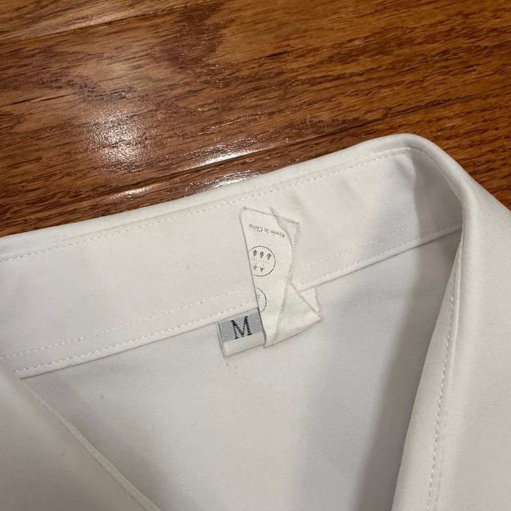 State & Liberty Button Down Dress Shirt Mens Medium Solid White Stretch Athletic - Picture 5 of 12